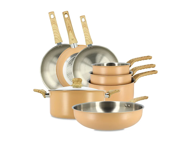 Menastyl - Set 8 Pieces Easynox En Acier Inoxydable Et Aluminium Corail