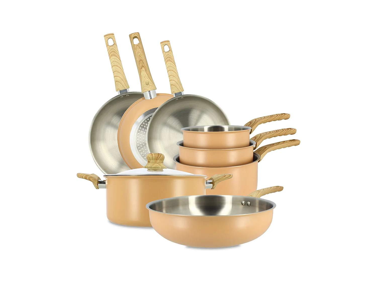 Menastyl - Set 8 Pieces Easynox En Acier Inoxydable Et Aluminium Corail