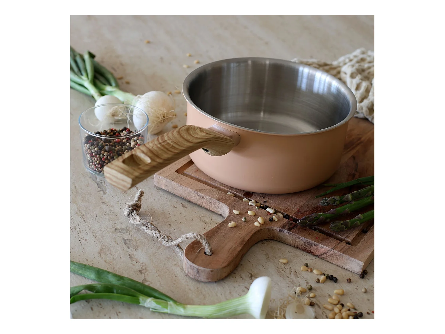 Menastyl - Set 8 Pieces Easynox En Acier Inoxydable Et Aluminium Corail