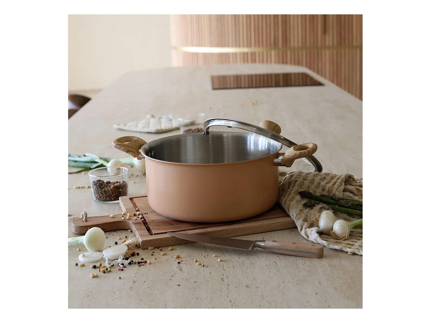 Menastyl - Set 8 Pieces Easynox En Acier Inoxydable Et Aluminium Corail