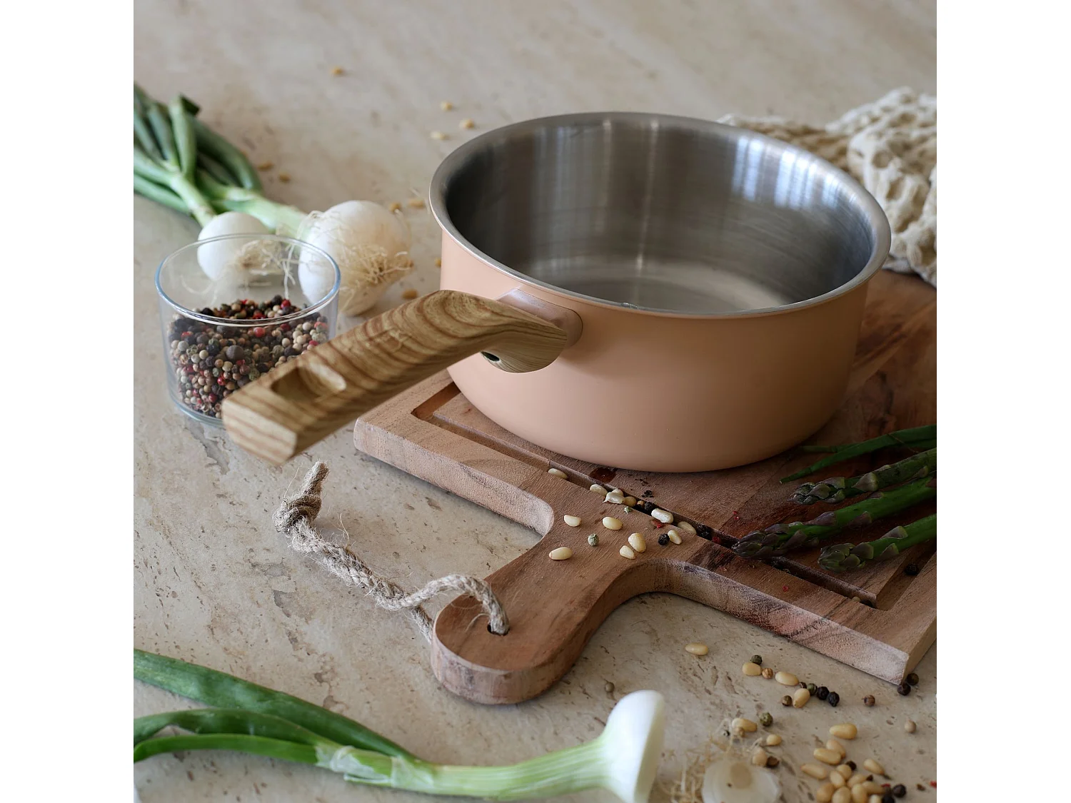 Menastyl - Set 8 Pieces Easynox En Acier Inoxydable Et Aluminium Corail