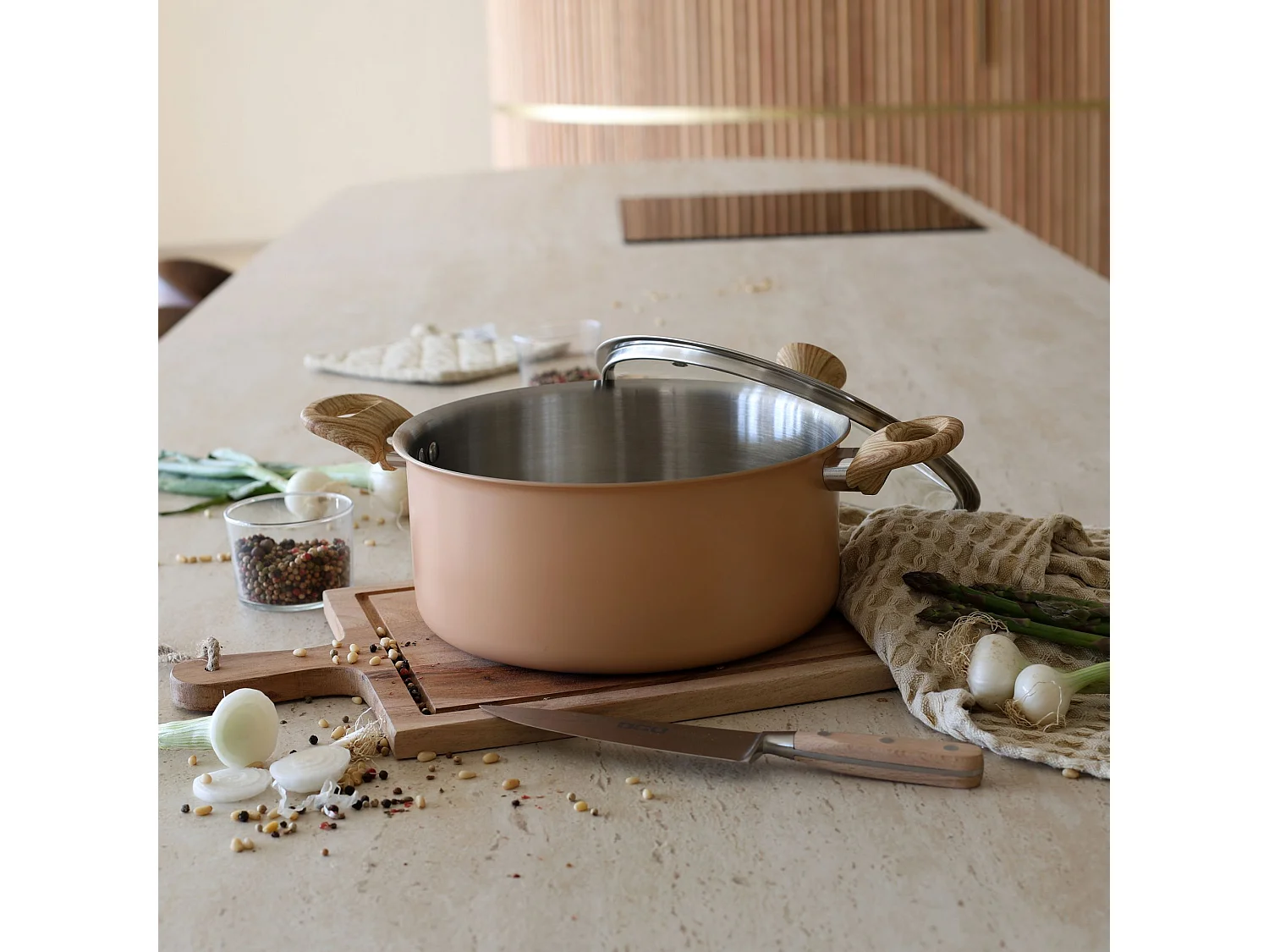 Menastyl - Set 8 Pieces Easynox En Acier Inoxydable Et Aluminium Corail