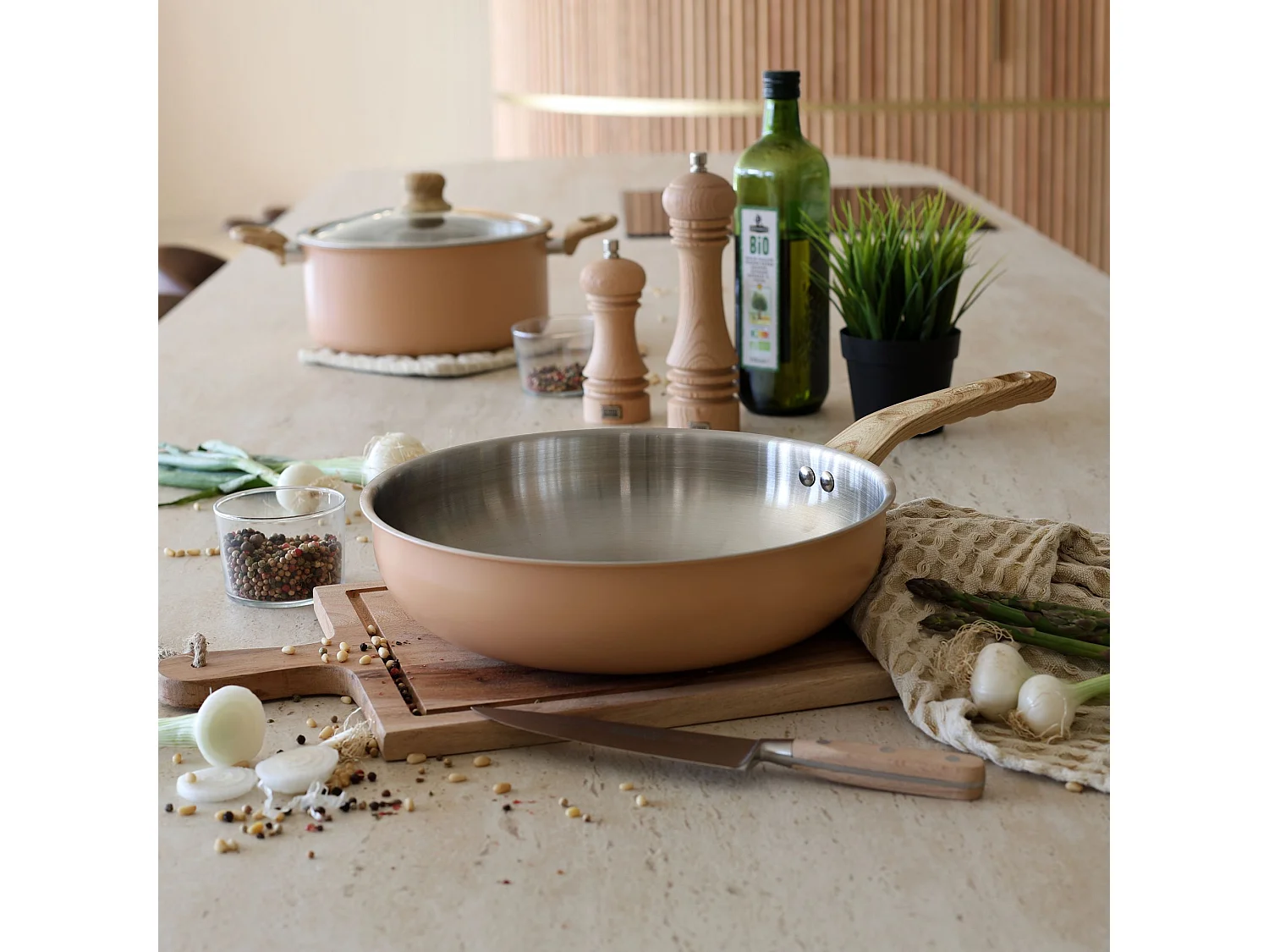 Menastyl - Set 8 Pieces Easynox En Acier Inoxydable Et Aluminium Corail