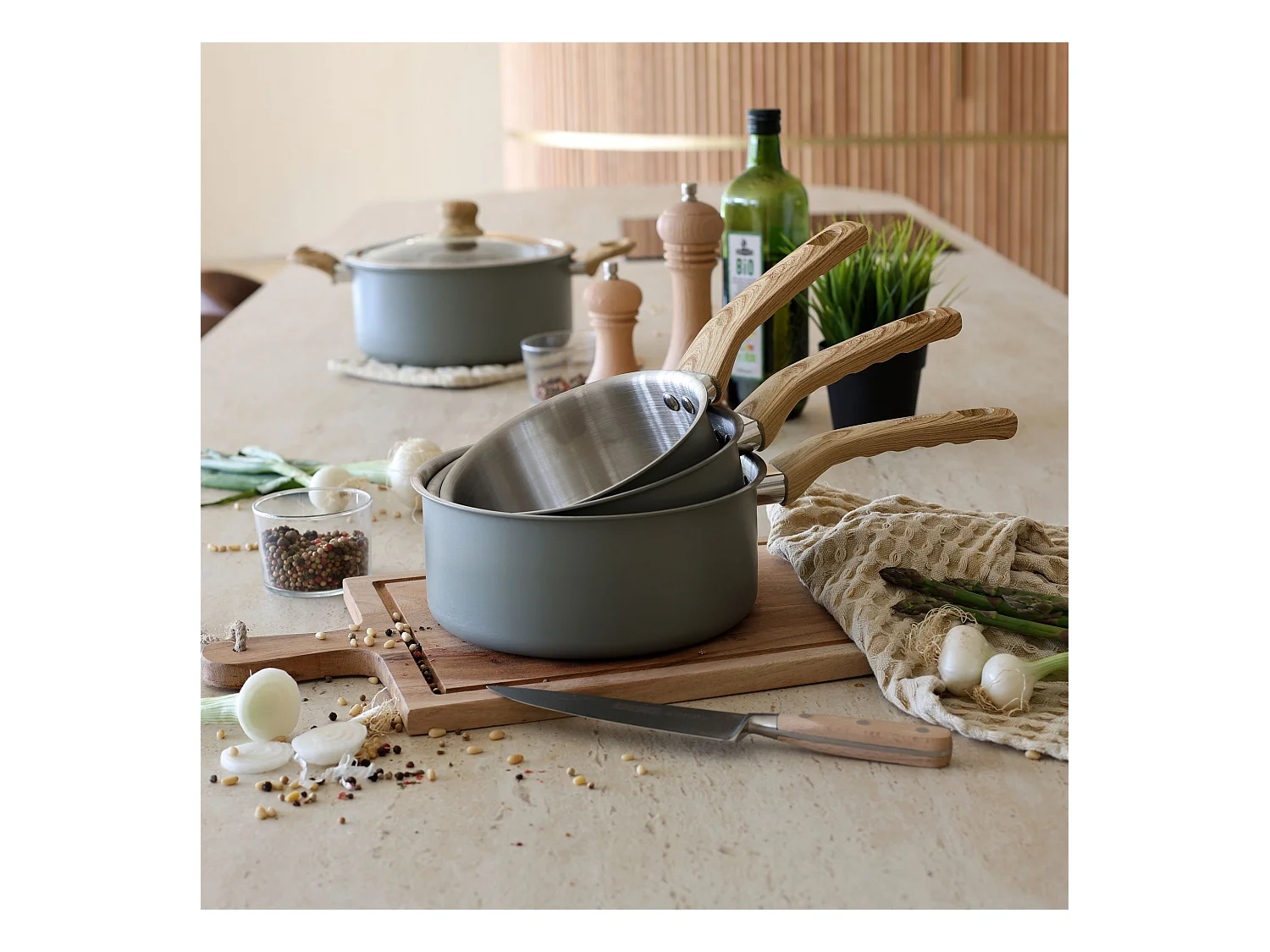 Menastyl - Set 8 Pieces Easynox En Acier Inoxydable Et Aluminium Brume