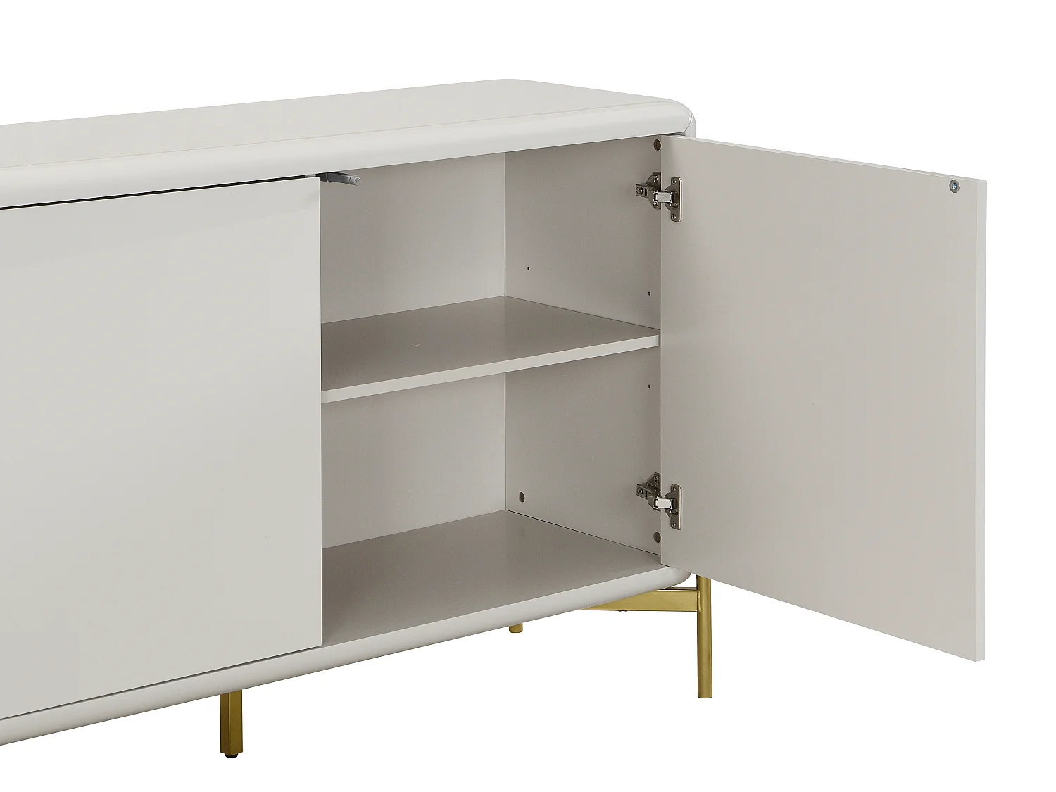 Buffet avec 3 portes en MDF - Beige et doré - LYBAKA