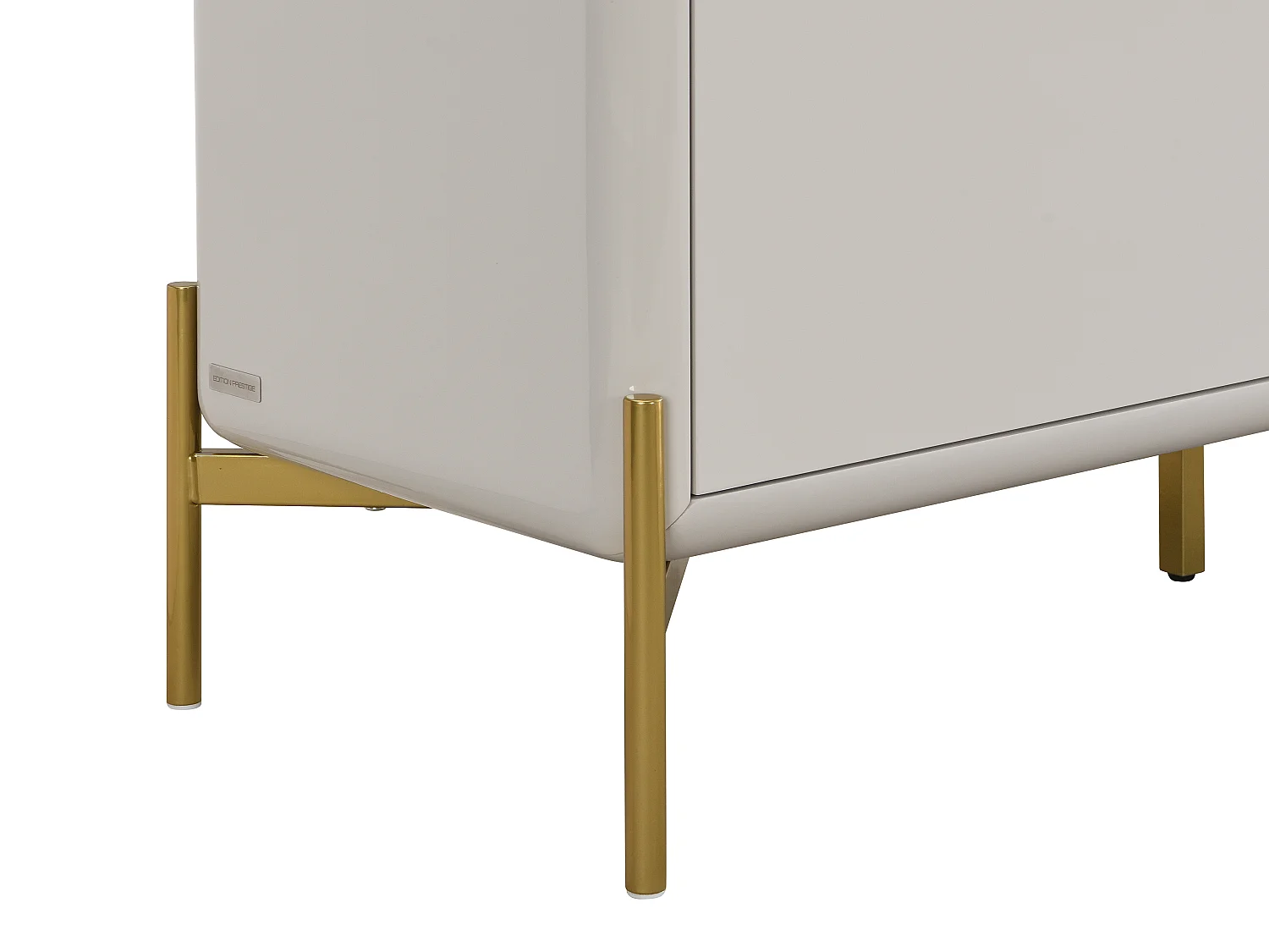 Buffet avec 3 portes en MDF - Beige et doré - LYBAKA