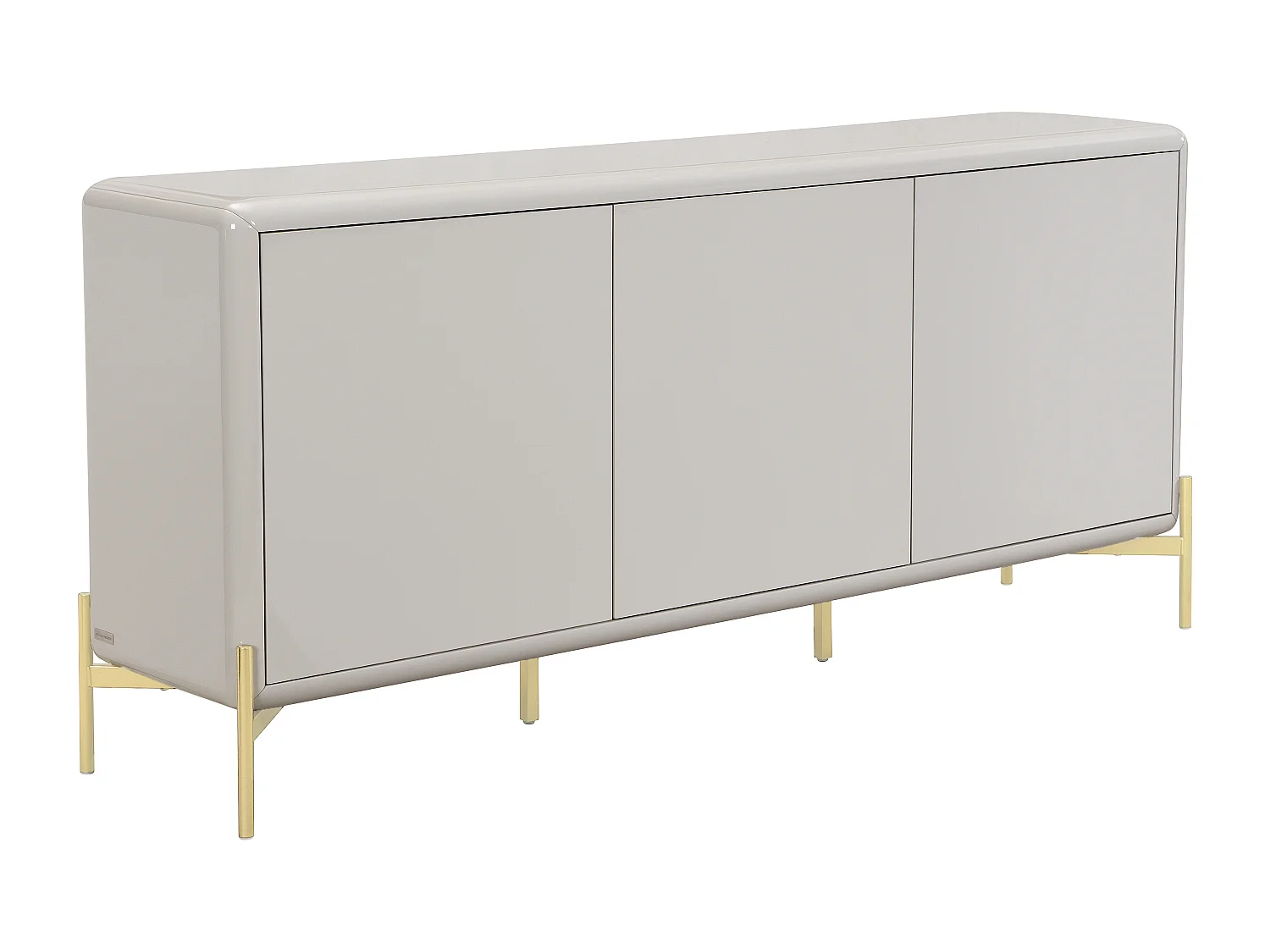 Buffet avec 3 portes en MDF - Beige et doré - LYBAKA