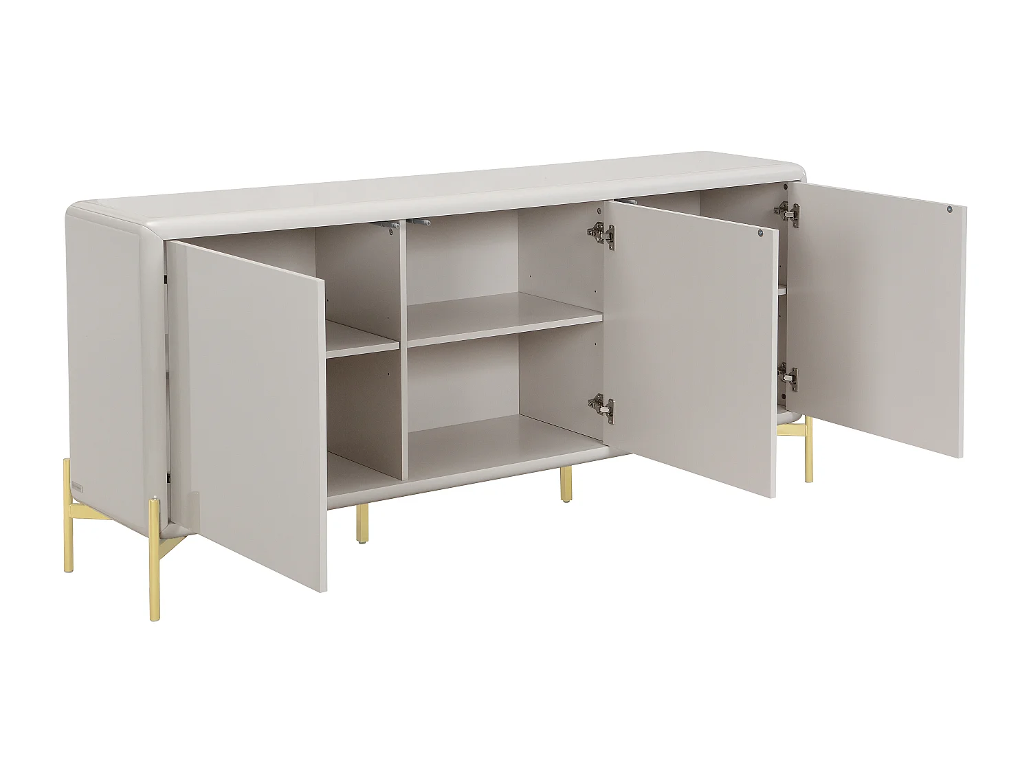 Buffet avec 3 portes en MDF - Beige et doré - LYBAKA