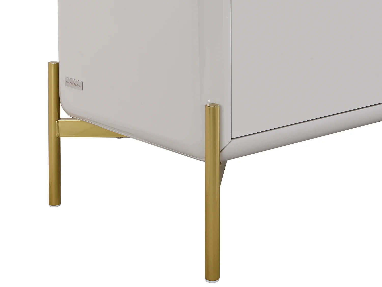 Meuble TV avec 3 tiroirs en MDF - Beige et doré - LYBAKA