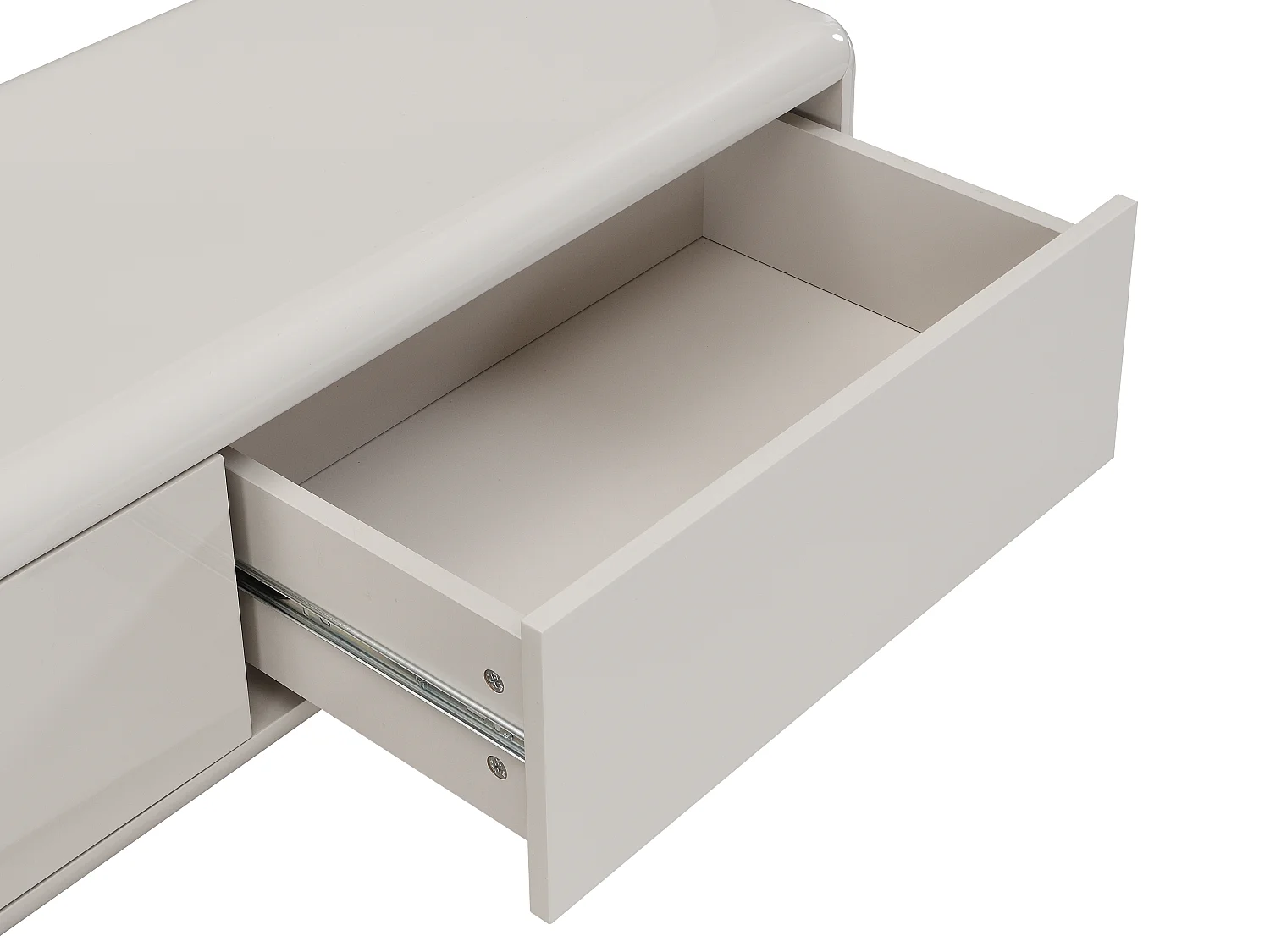 Meuble TV avec 3 tiroirs en MDF - Beige et doré - LYBAKA