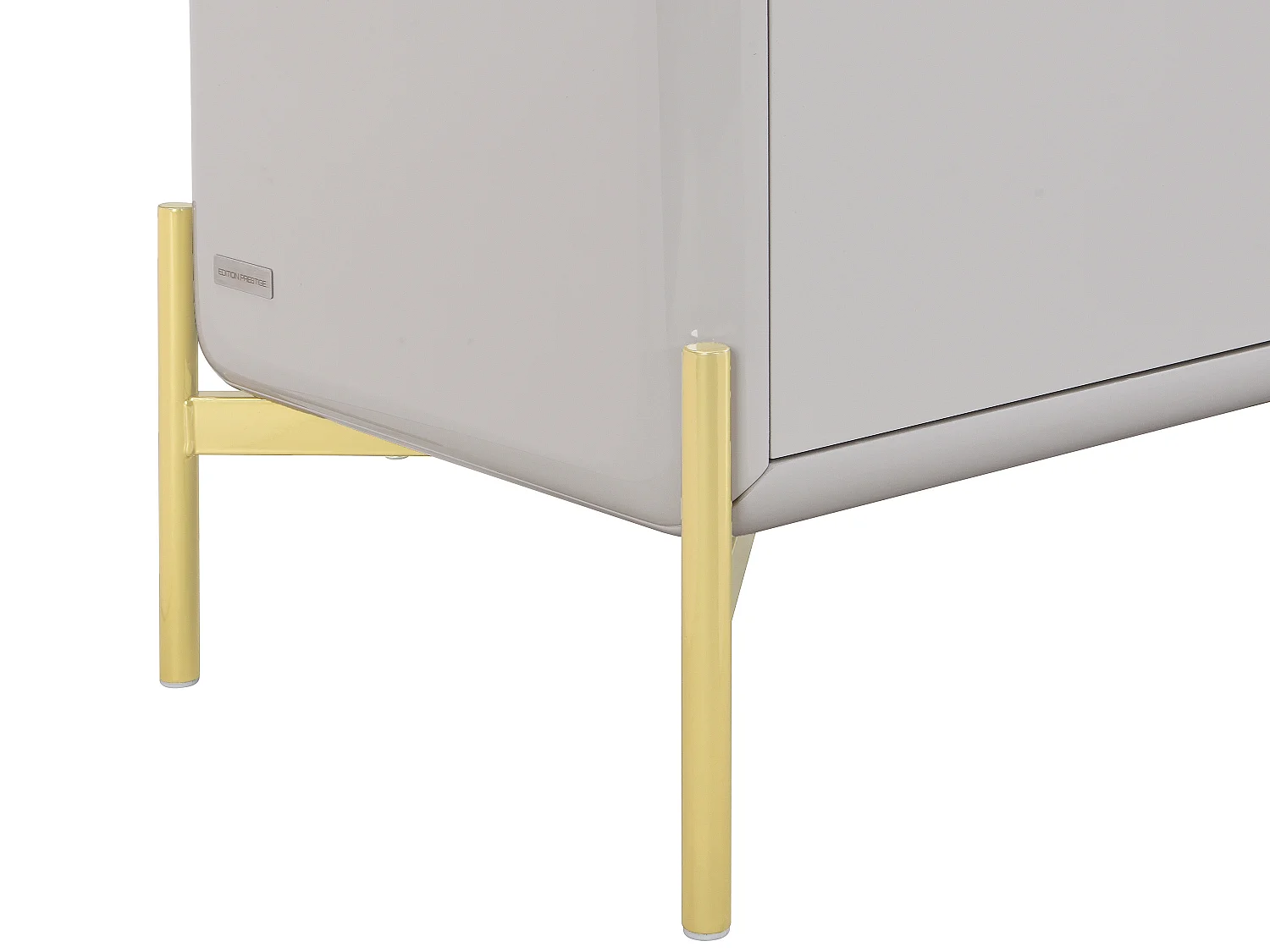 Meuble TV avec 3 tiroirs en MDF - Beige et doré - LYBAKA