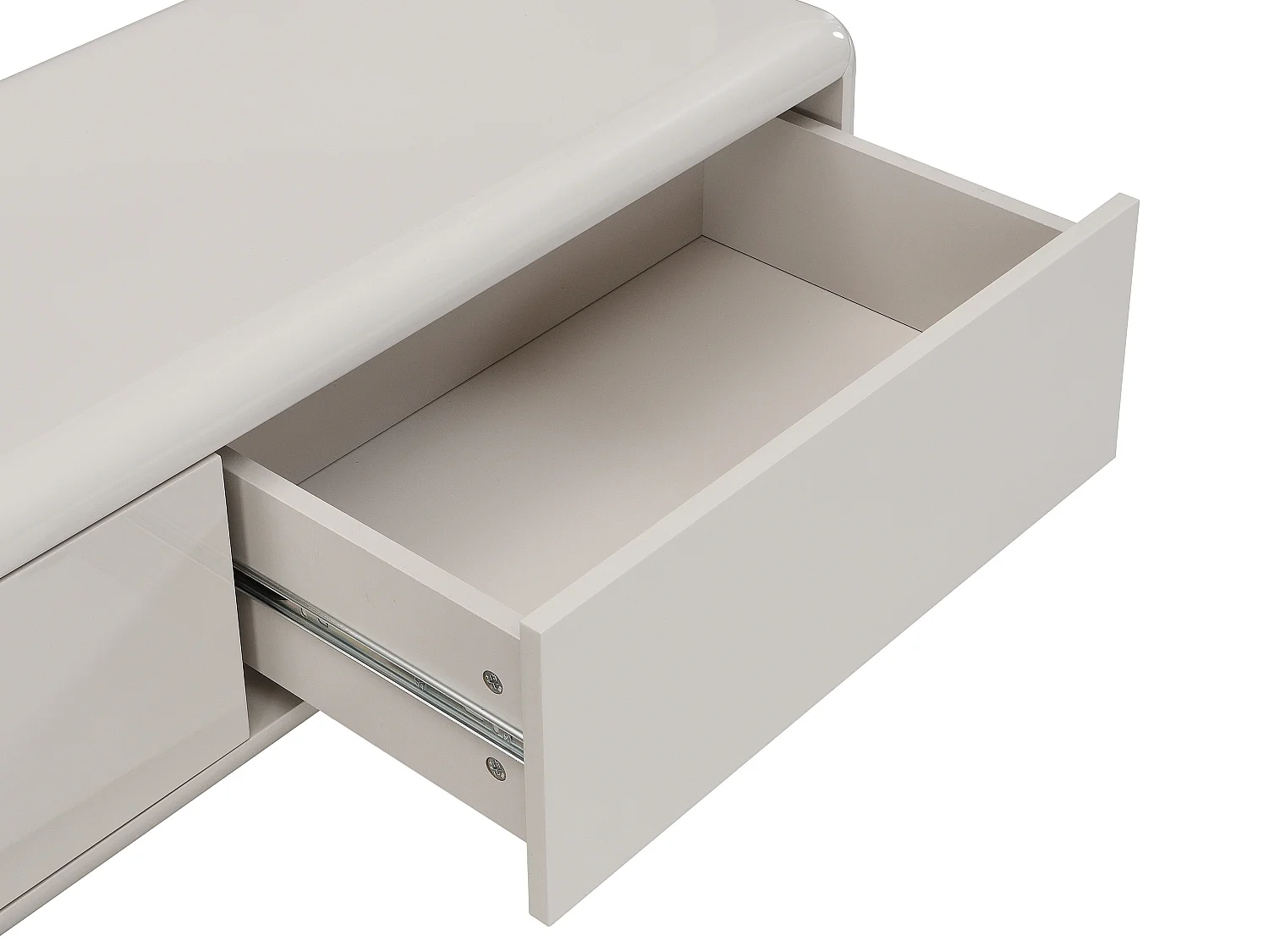 Meuble TV avec 3 tiroirs en MDF - Beige et doré - LYBAKA