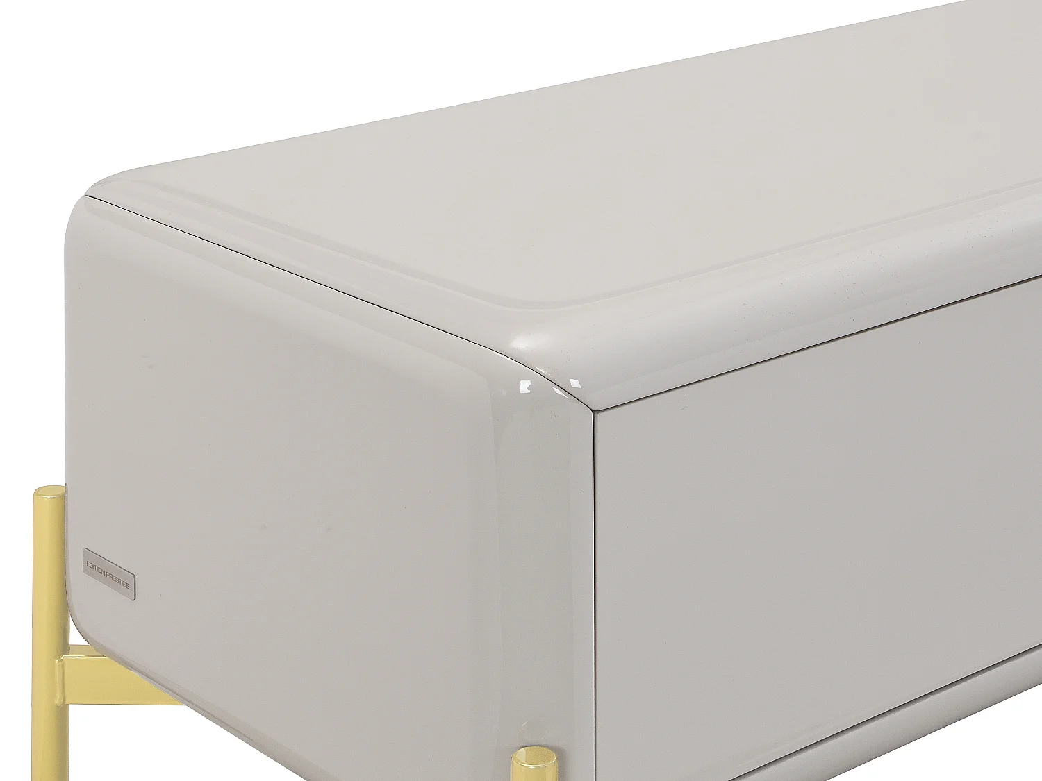 Meuble TV avec 3 tiroirs en MDF - Beige et doré - LYBAKA