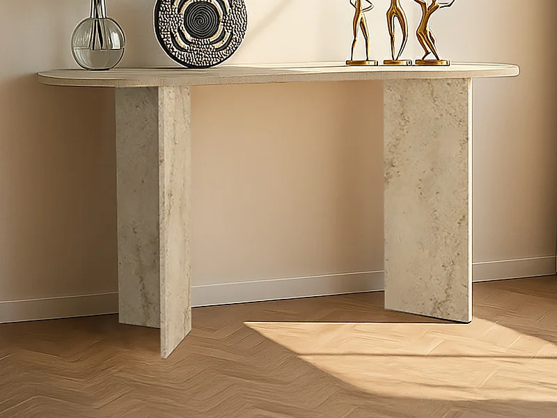 Console - Effet travertin beige - TOPANIA
