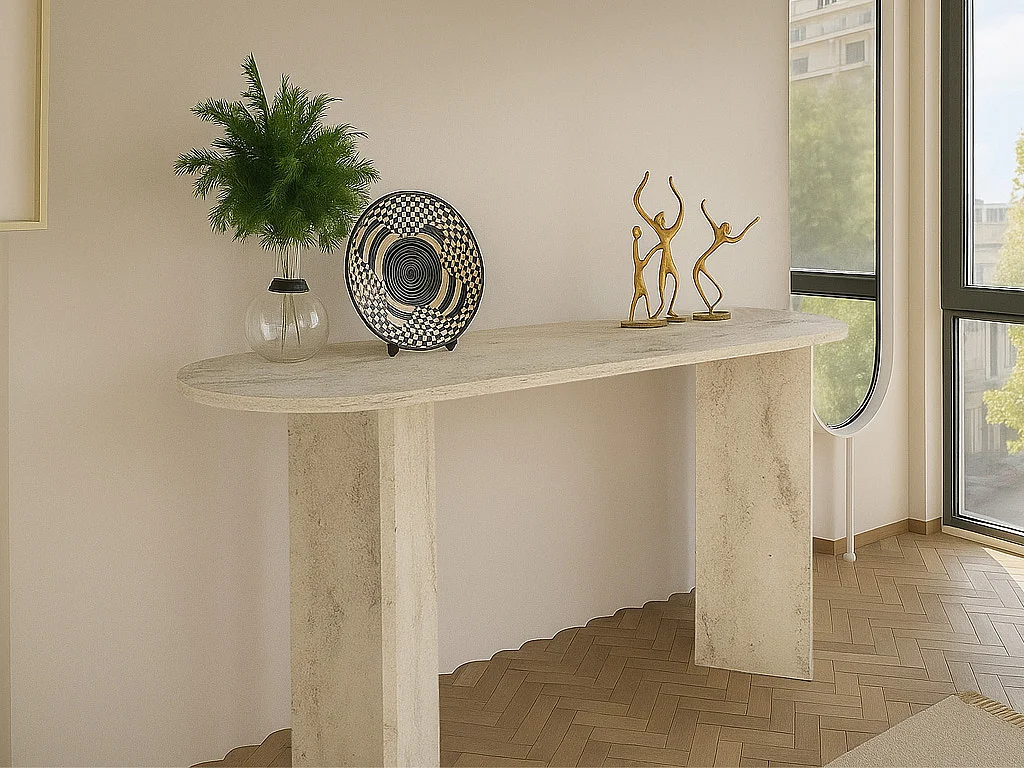 Console - Effet travertin beige - TOPANIA
