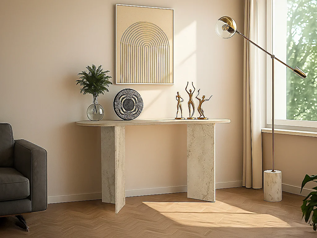 Console - Effet travertin beige - TOPANIA