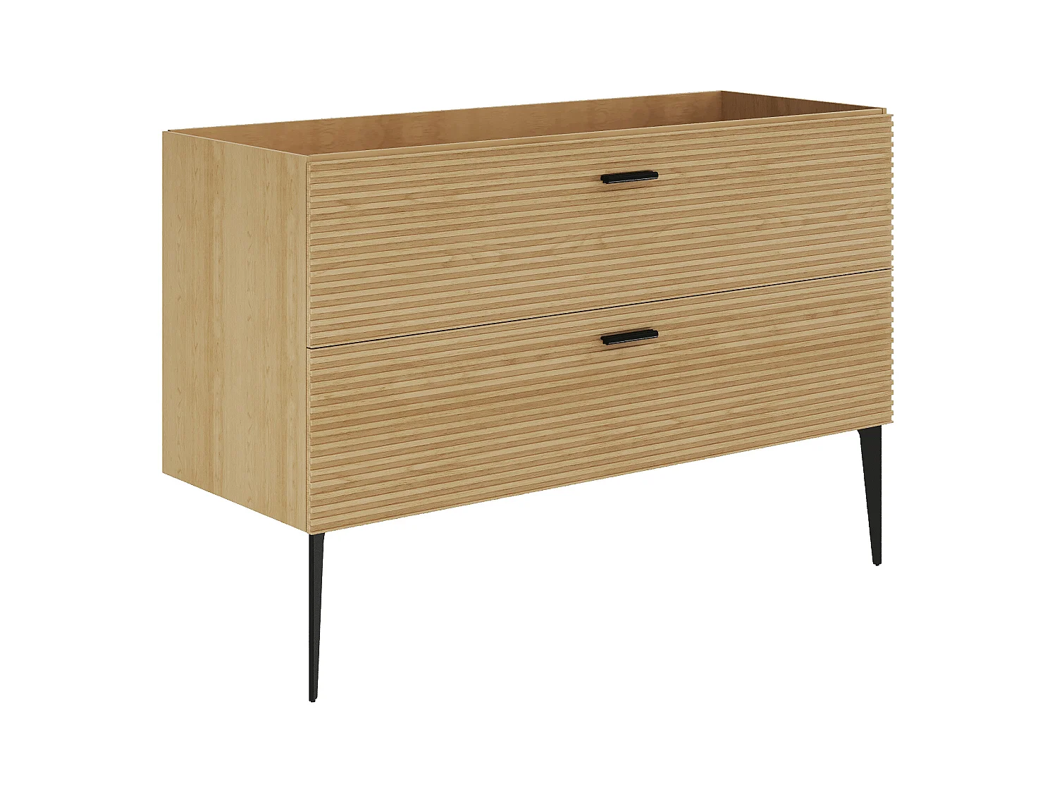 Meuble sous vasque strié sur pieds - 2 tiroirs - Naturel clair - 120 cm - SARONE