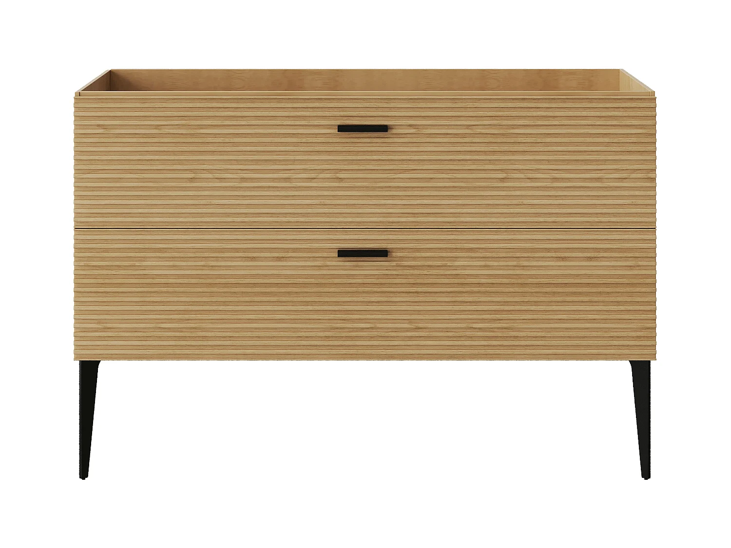 Meuble sous vasque strié sur pieds - 2 tiroirs - Naturel clair - 120 cm - SARONE