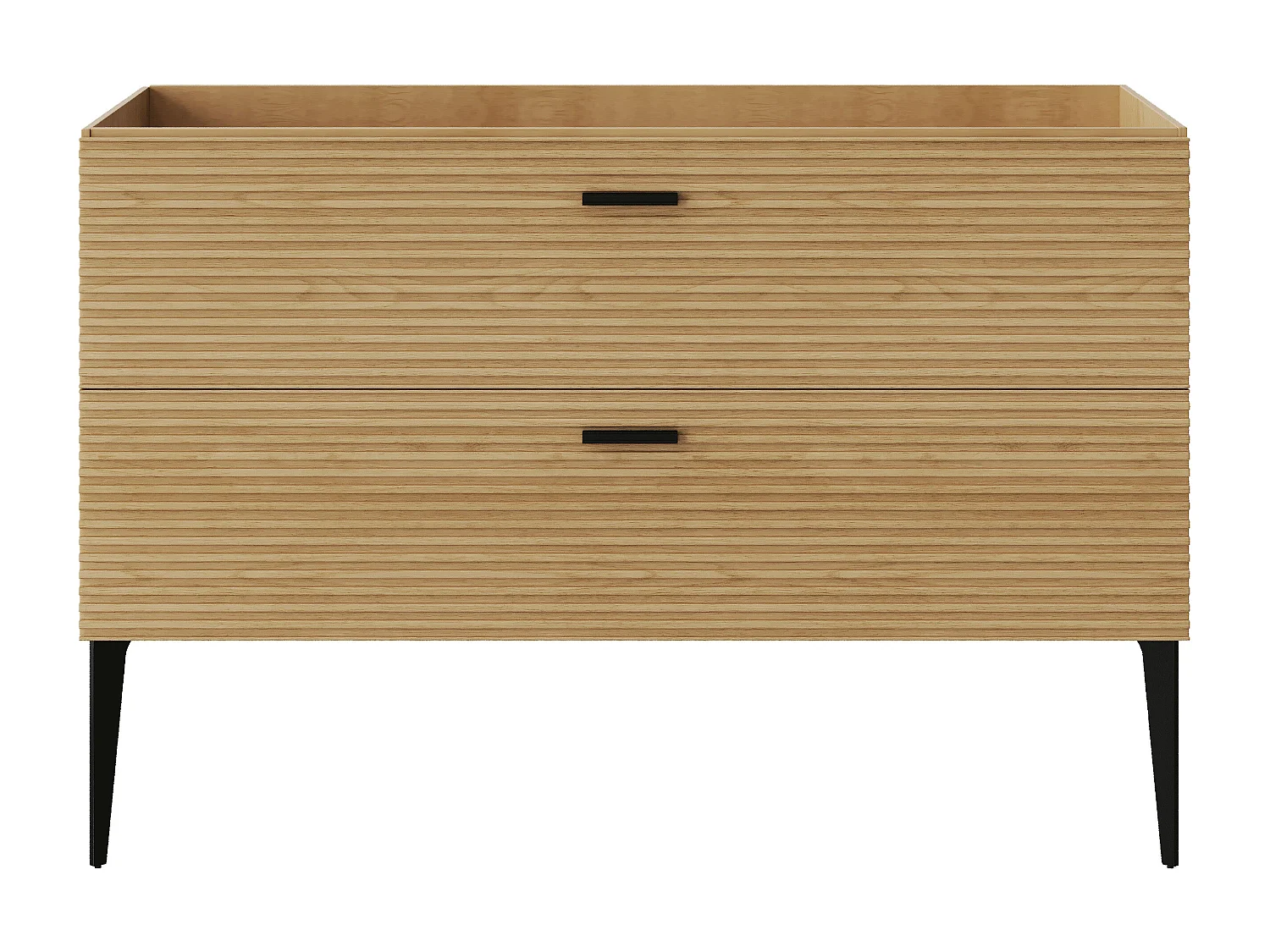 Mobile sottolavabo striato con gambe - 2 cassetti - Naturale chiaro - 120 cm - SARONE