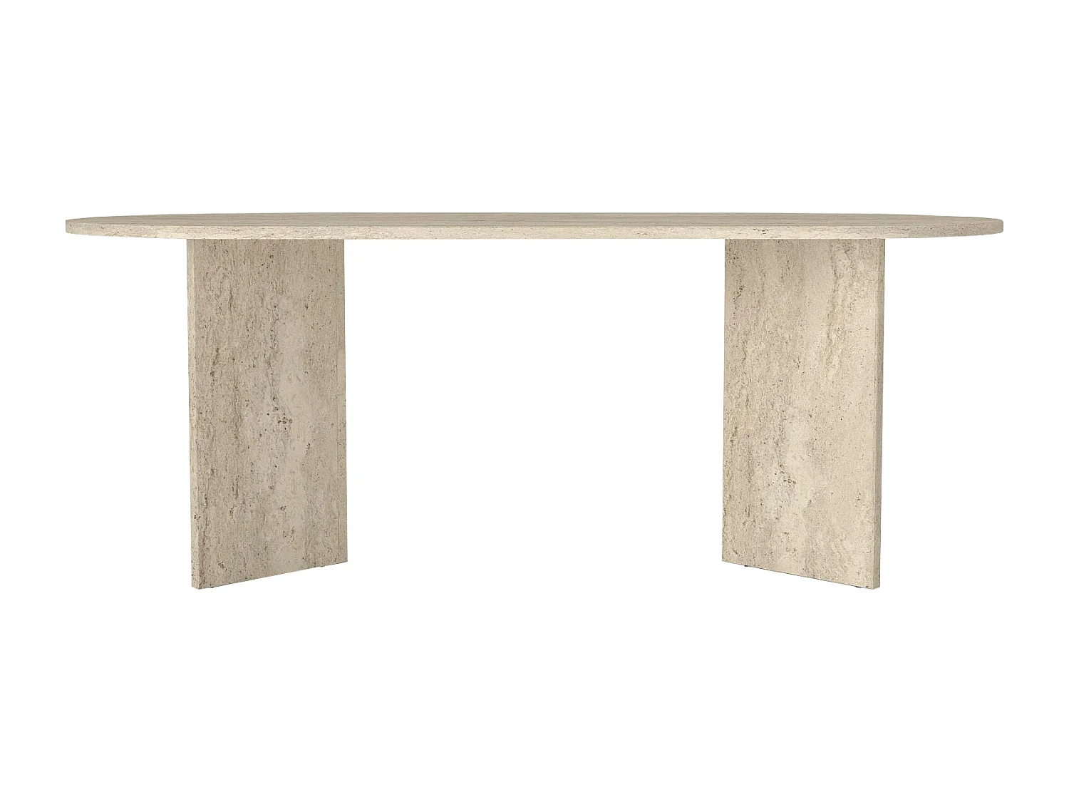 Table à manger 8 personnes - Effet travertin beige - TOPANIA