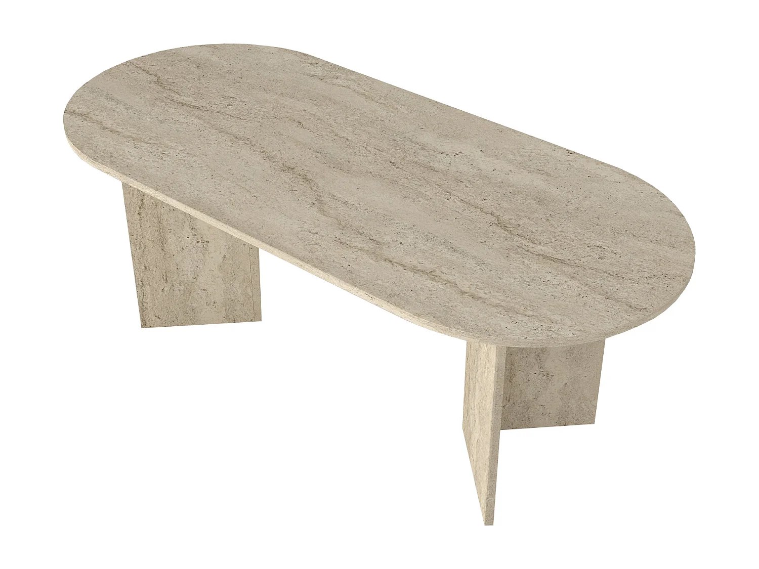 Eettafel 8 plaatsen - Beige travertijn effect - TOPANIA