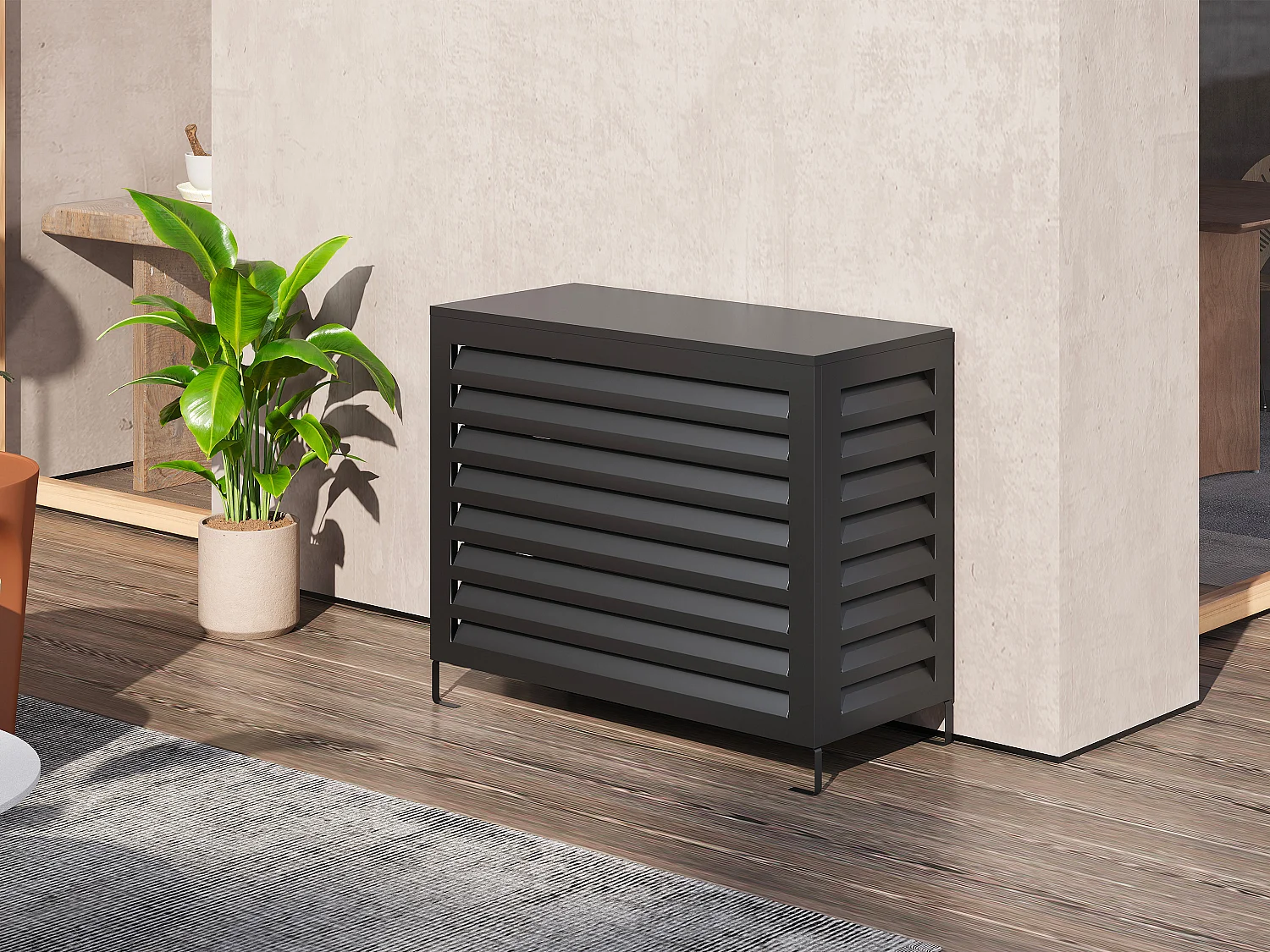 Cache clim / pompe à chaleur en aluminium - Gris anthracite - LATAKI