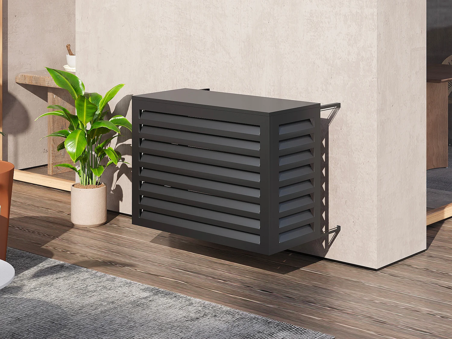 Cache clim / pompe à chaleur en aluminium - Gris anthracite - LATAKI