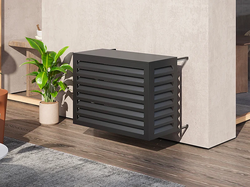 Cache clim / pompe à chaleur en aluminium - Gris anthracite - LATAKI