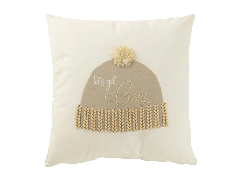 Cojín cuadrado de algodón beige 45x45x12 cm