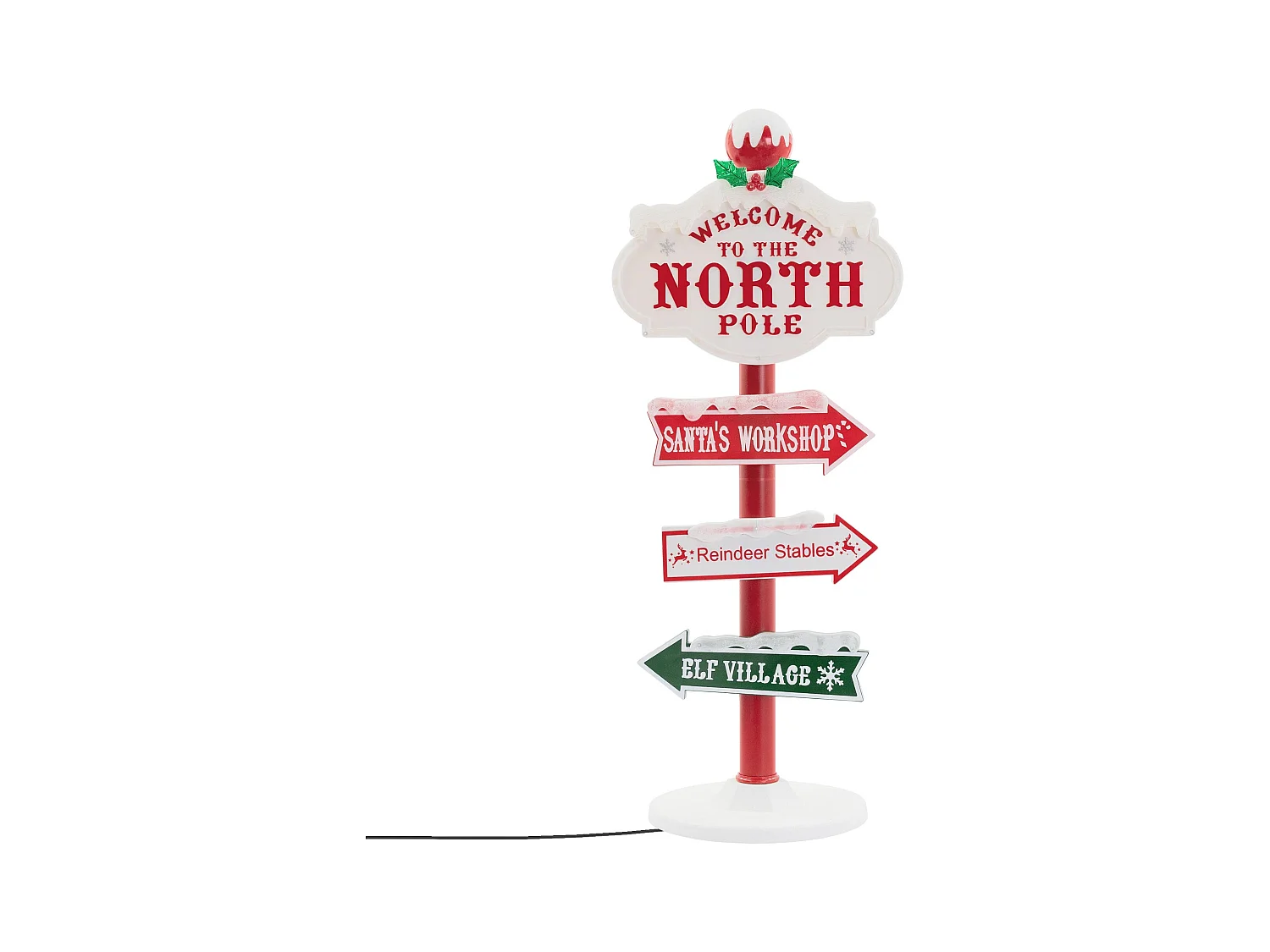 ECD Germany Decoración de Navidad indicador LED 95cm del Polo Norte para interior/exterior, letrero con 4 tablones rotulados señal de adorno iluminado