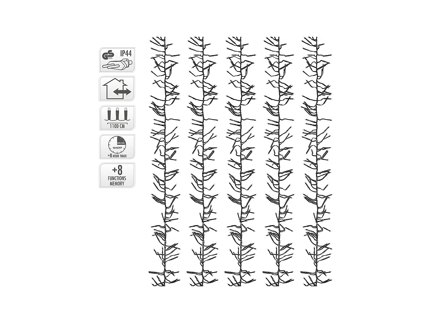 ECD Germany LED Cluster Lichterkette 11m, 1512 LEDs Warmweiß, mit Timer und 8 Leuchtmodi, strombetrieb IP44 Innen/Außen Weihnachtsbeleuchtung Büschel