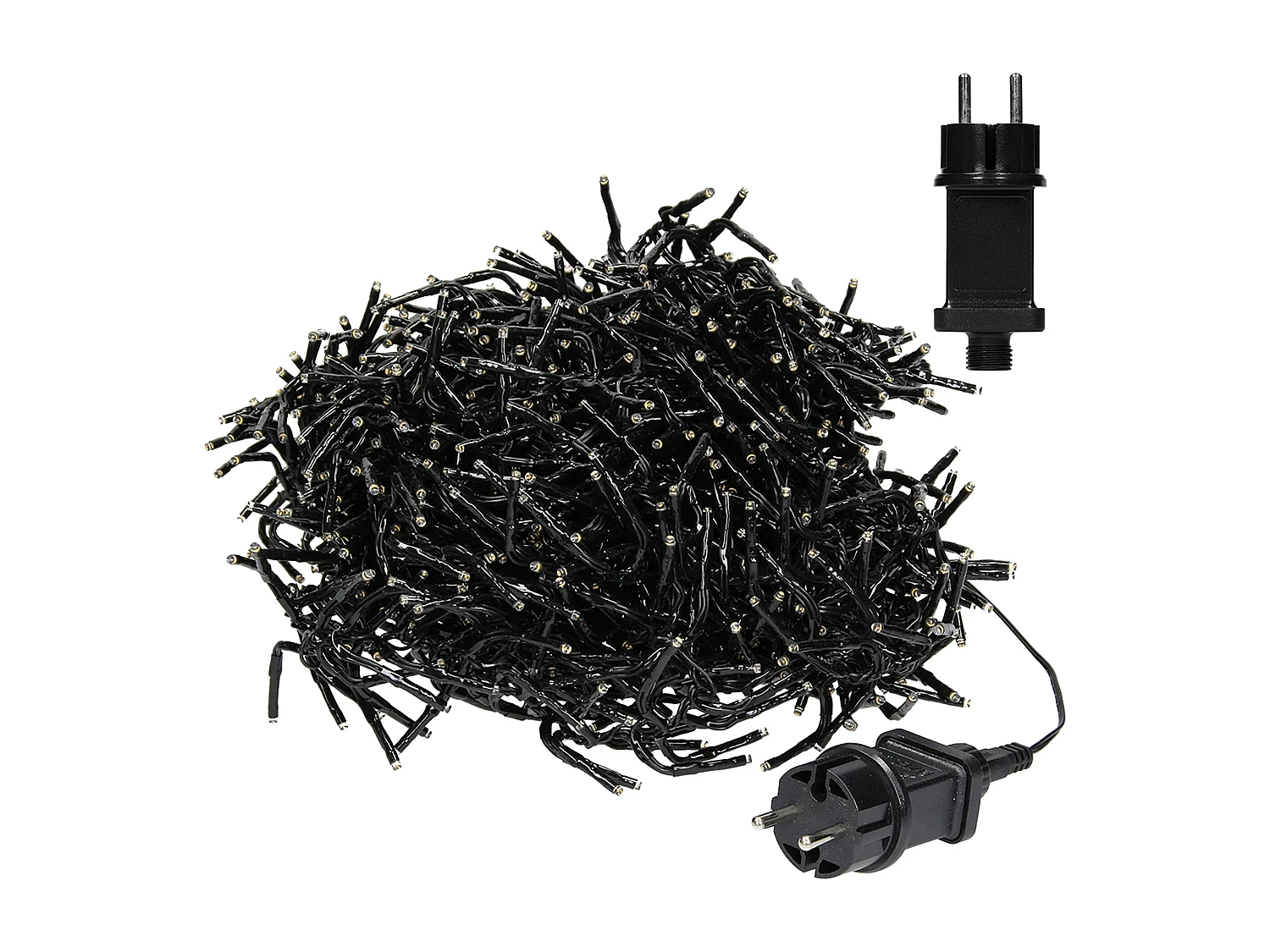 ECD Germany Catena luminosa a grappolo 11 m 1512 LED bianco caldo con timer 8 modalità illuminazione decorazioni natalizie IP44 luci cluster di Natale