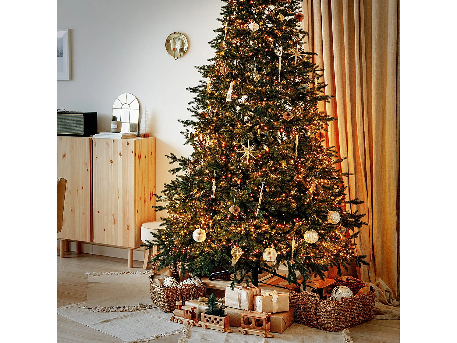 ECD Germany Catena luminosa a grappolo 11 m 1512 LED bianco caldo con timer 8 modalità illuminazione decorazioni natalizie IP44 luci cluster di Natale