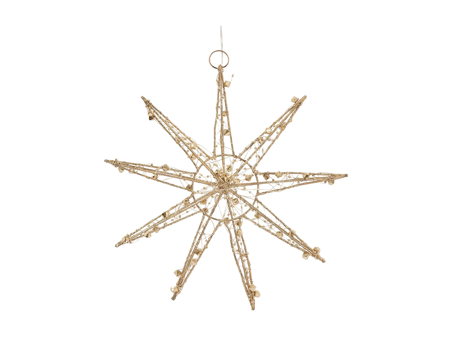 Étoile de noël décorative à suspendre 30 cm dorée avec 30 led blanc chaud en métal avec éclairage et minuterie à piles ornement de noël pour fenêtre