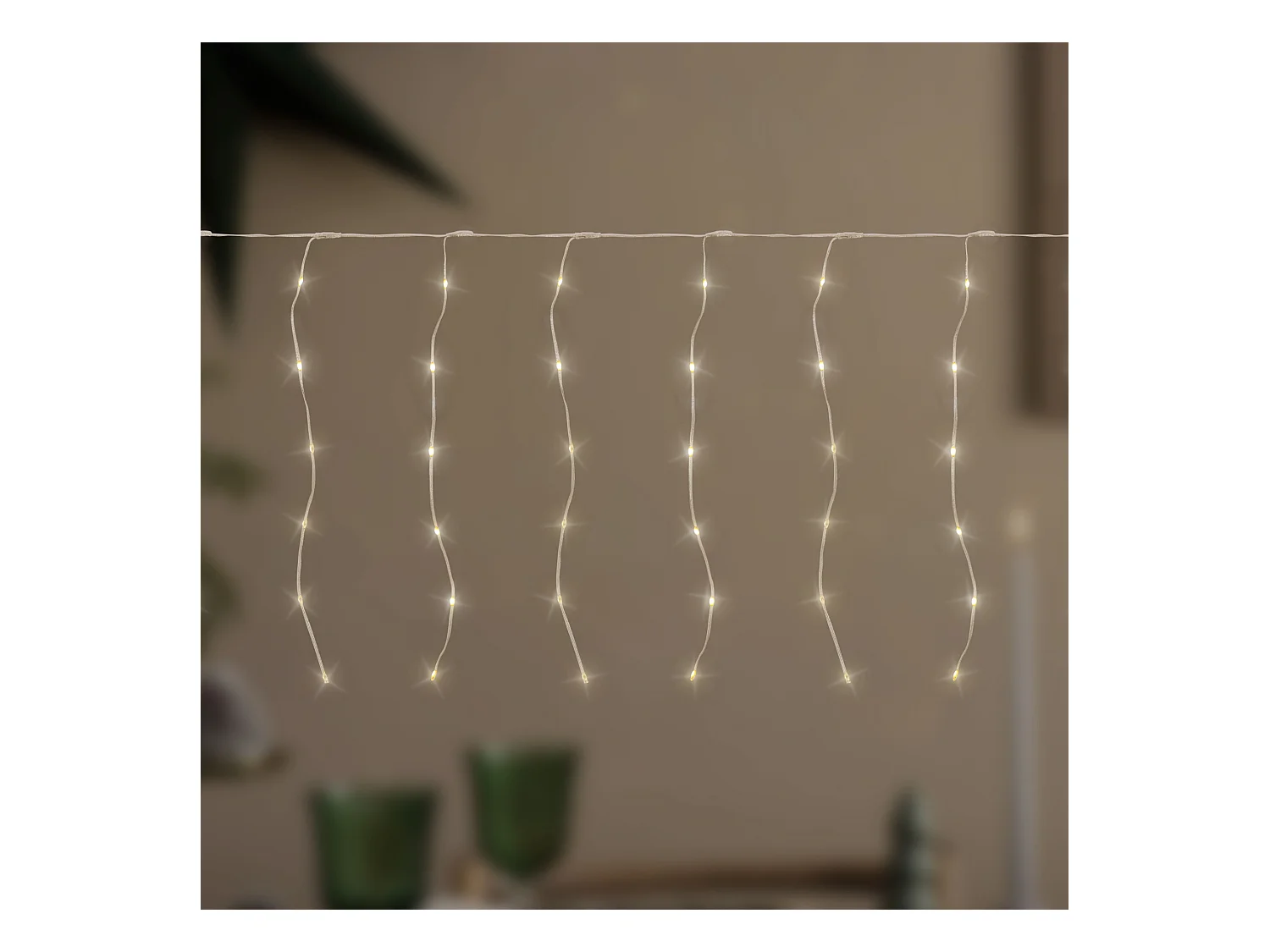 Rideau lumineux de noël 300 cm 120 led diy blanc chaud avec minuterie et 19 modes d'éclairage guirlande lumineuse à suspendre intérieur et extérieur