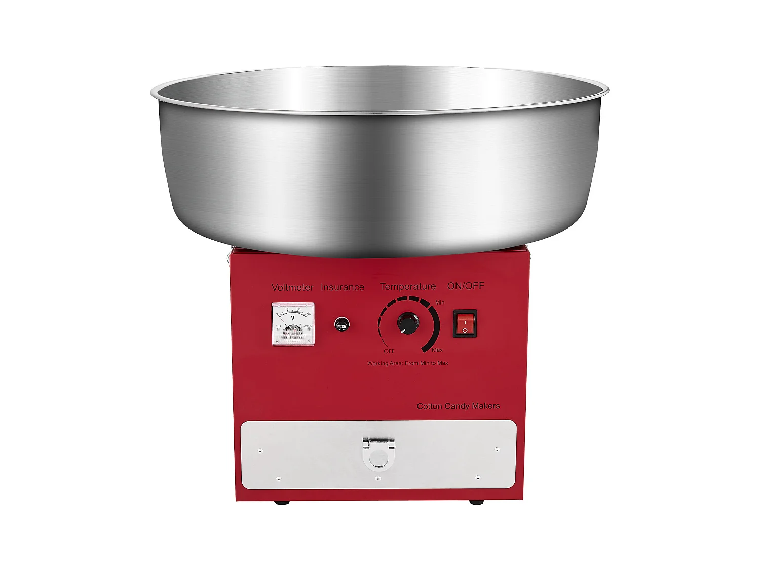 Machine à Barbe à Papa Électrique SucceBuy Appareil Commercial avec Bol en Acier Inoxydable de 52 cm Cuillère à Sucre et Tiroir, Rouge, 1000 W