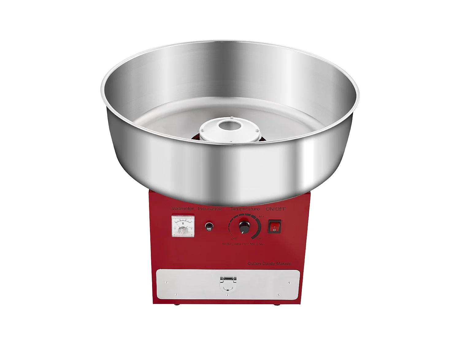Machine à Barbe à Papa Électrique SucceBuy Appareil Commercial avec Bol en Acier Inoxydable de 52 cm Cuillère à Sucre et Tiroir, Rouge, 1000 W