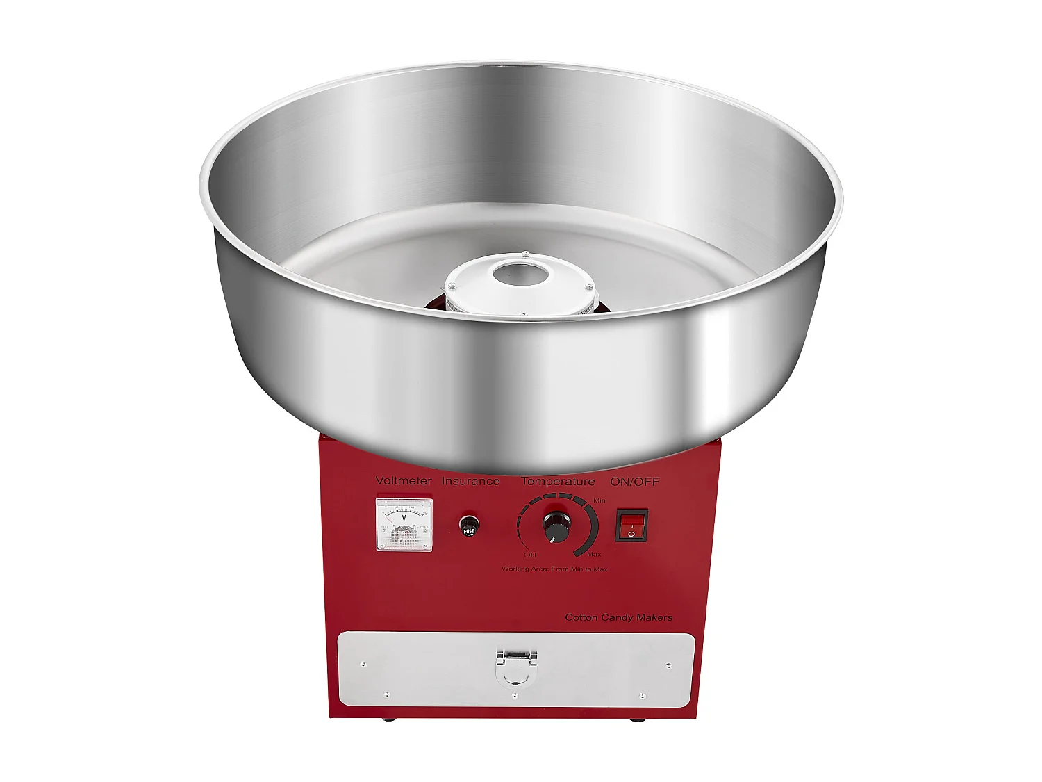 Machine à Barbe à Papa Électrique SucceBuy Appareil Commercial avec Bol en Acier Inoxydable de 52 cm Cuillère à Sucre et Tiroir, Rouge, 1000 W