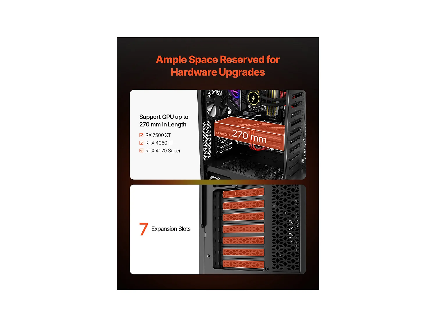 Obudowa PC Gaming SucceBuy, Mid Tower, Zoptymalizowany Przepływ Powietrza, Ochrona przed Kurzem, 4 Wentylatory 12cm, Pasujące do GPU do 27cm Długości