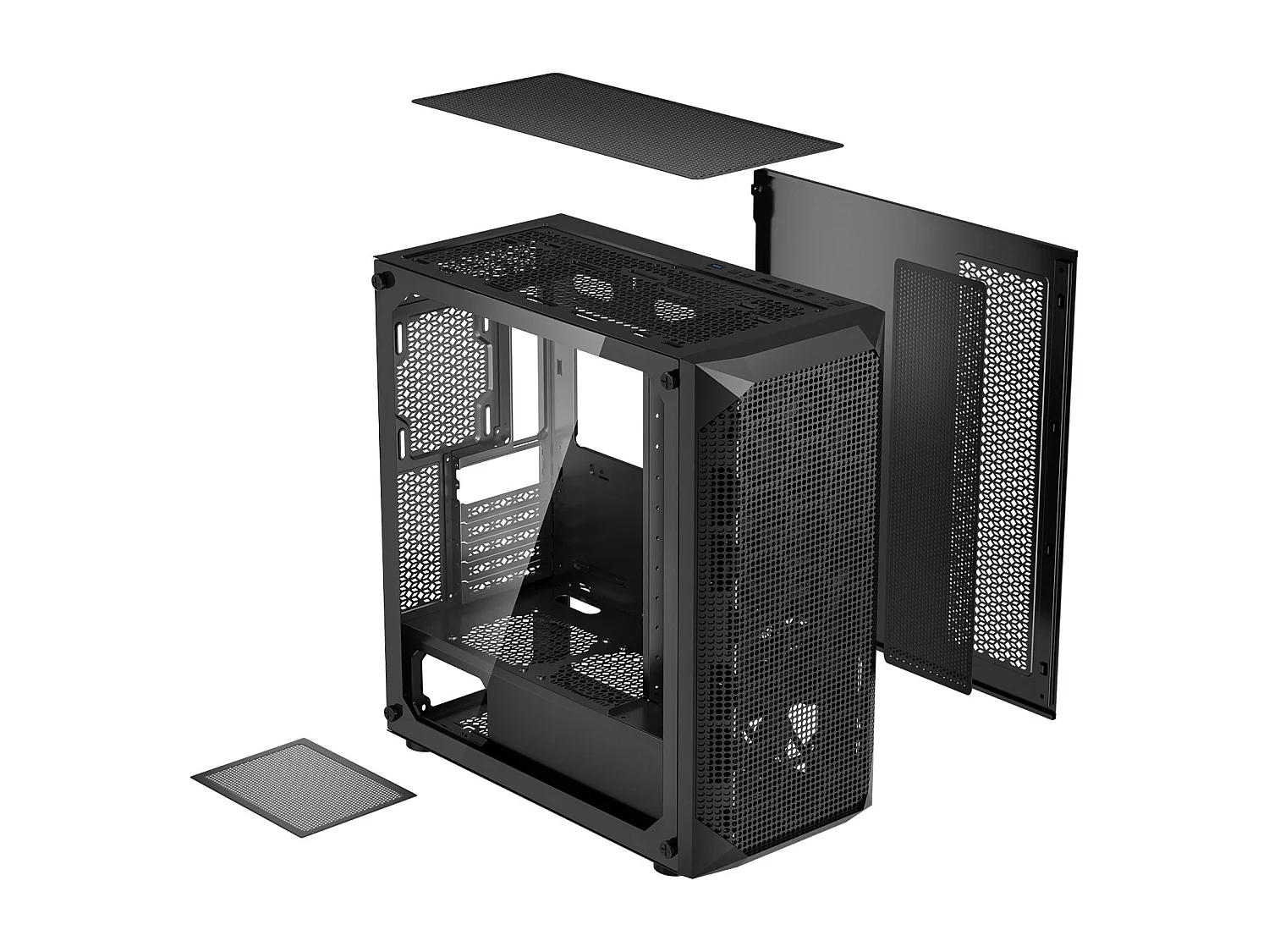 Boîtier PC Gaming SucceBuy, Tour Moyenne, Flux d'Air Optimisé, Protection contre la Poussière, 4 Ventilateurs de 12cm, Adapté aux GPU jusqu'à 27cm de Long