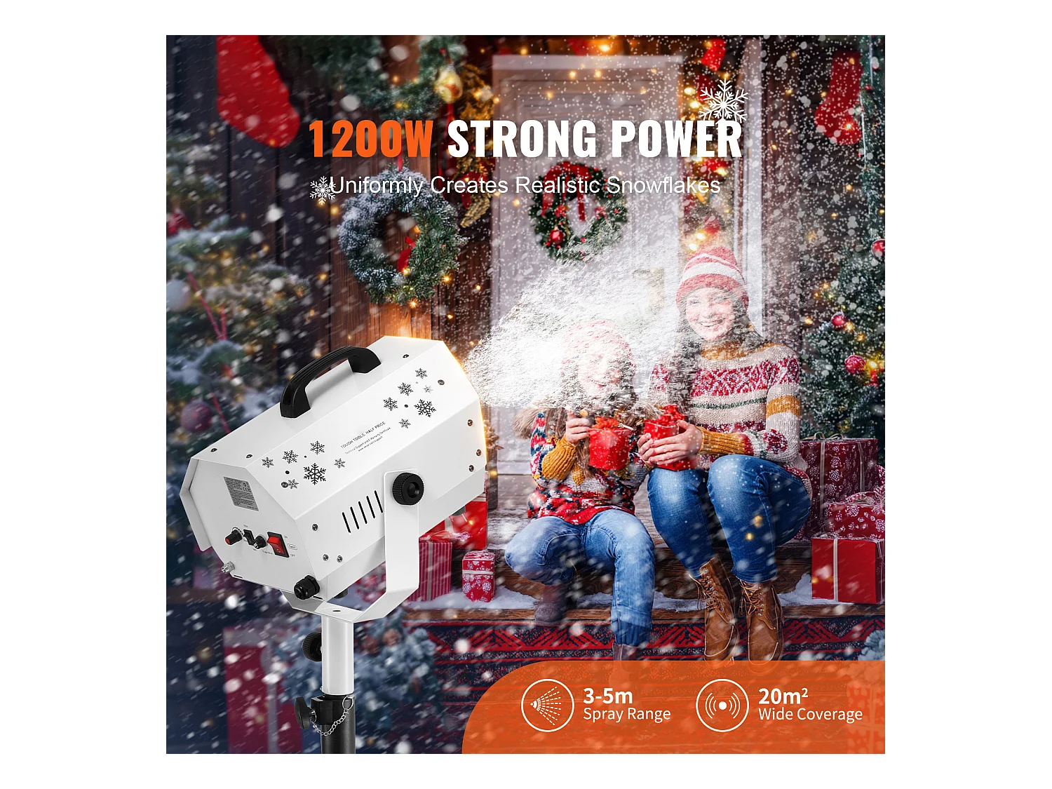 Macchina per Neve SucceBuy 1200 W con Supporto Regolabile - Perfetta per Feste al Chiuso ed Eventi all'Aperto