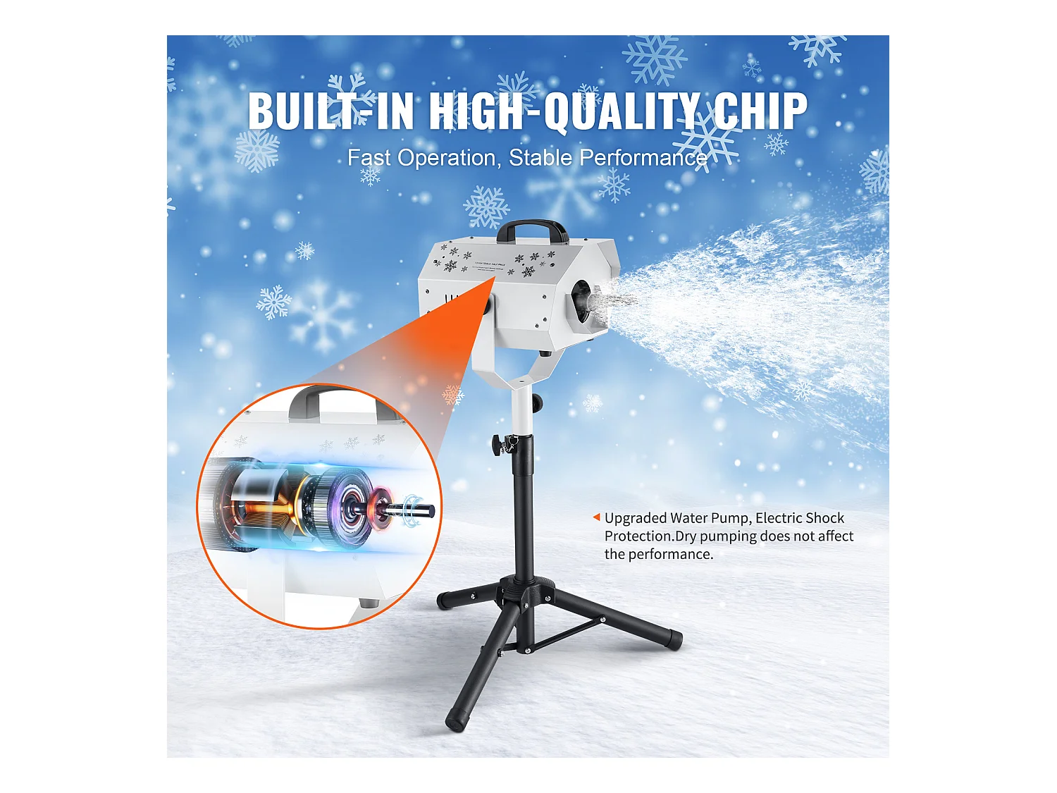 Macchina per Neve SucceBuy 1200 W con Supporto Regolabile - Perfetta per Feste al Chiuso ed Eventi all'Aperto
