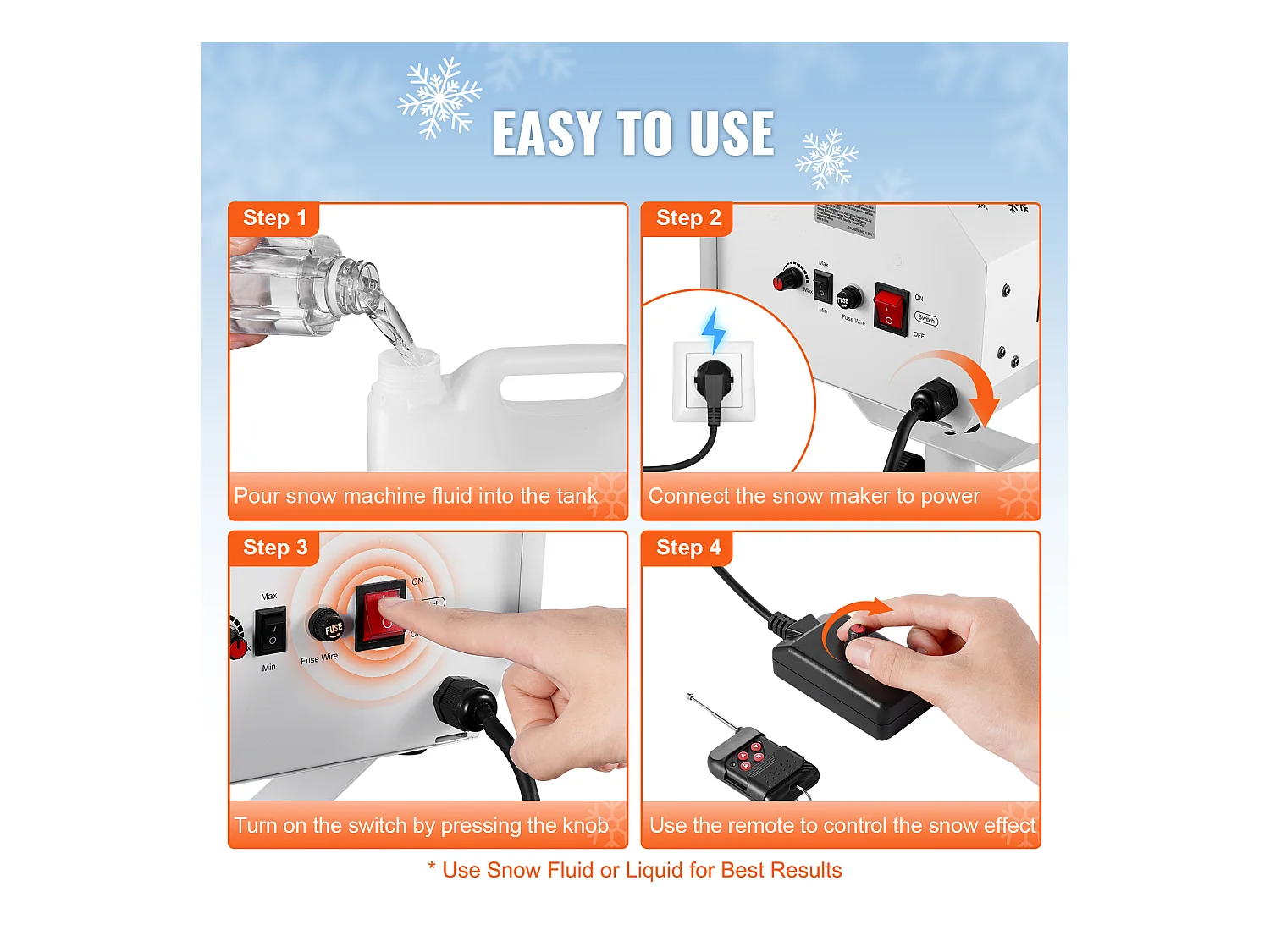 Macchina per Neve SucceBuy 1200 W con Supporto Regolabile - Perfetta per Feste al Chiuso ed Eventi all'Aperto