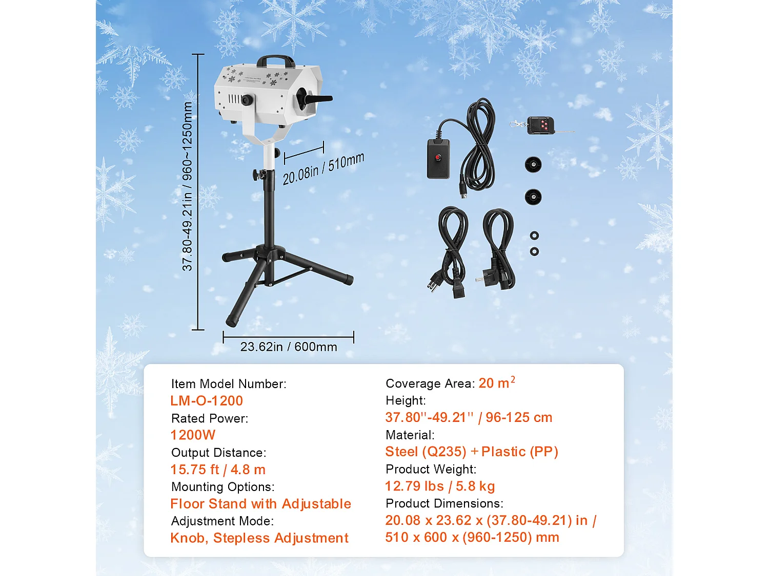 Schneemaschine SucceBuy 1200 W mit Verstellbarem Ständer - Perfekt für Partys in Innenräumen und Veranstaltungen im Freien