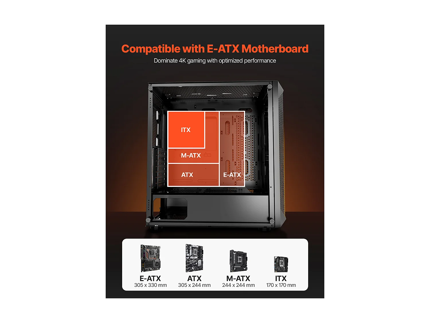 Boîtier PC SucceBuy de Jeu Pleine Tour avec Panneau Avant Perméable, Cache-Poussière Magnétique, 3 Ventilateurs PWM de 14 cm, Adapté aux GPU jusqu'à 41 cm de Long