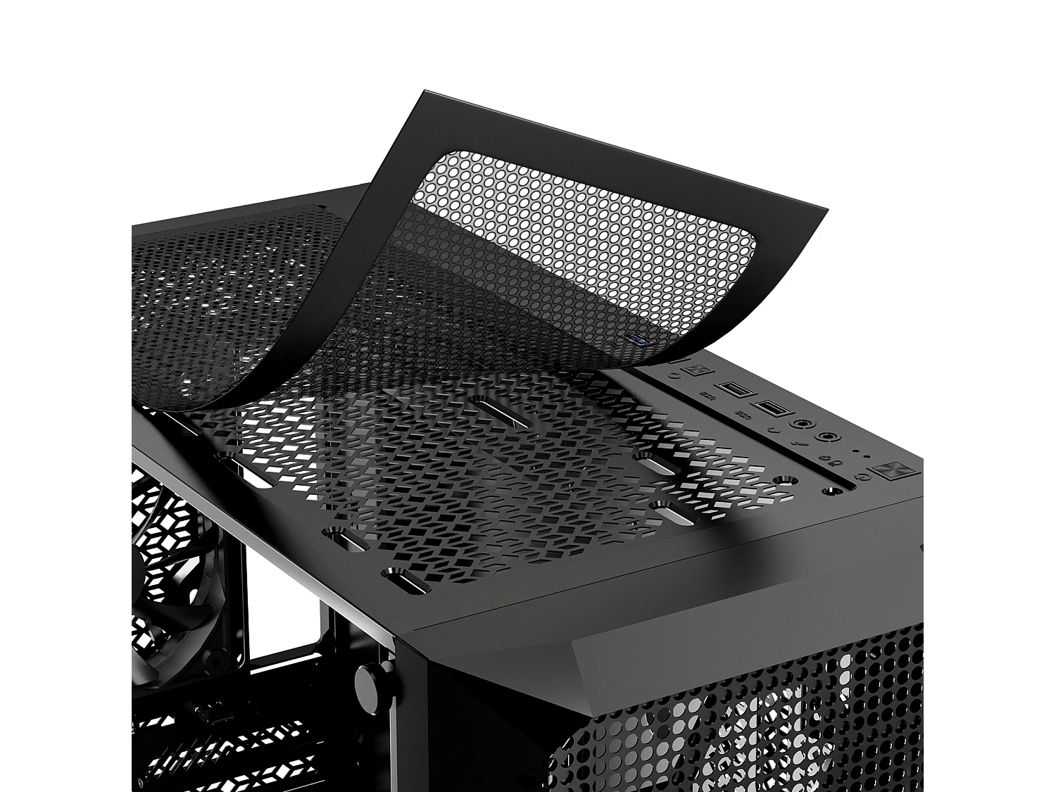 Boîtier PC SucceBuy de Jeu Pleine Tour avec Panneau Avant Perméable, Cache-Poussière Magnétique, 3 Ventilateurs PWM de 14 cm, Adapté aux GPU jusqu'à 41 cm de Long