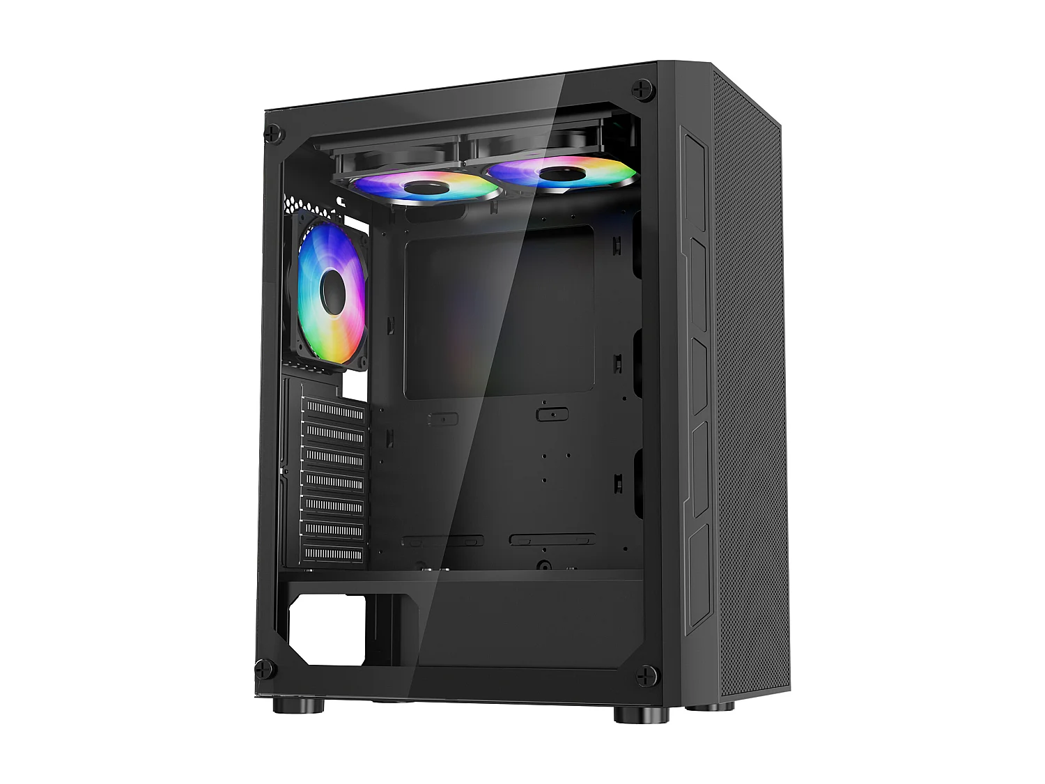 Boîtier PC Gaming SucceBuy, Tour Moyenne, Panneau en Verre Trempé, Filtre à Poussière, 3 Ventilateurs ARGB de 12cm, Compatible avec les GPU jusqu'à 32cm de Long