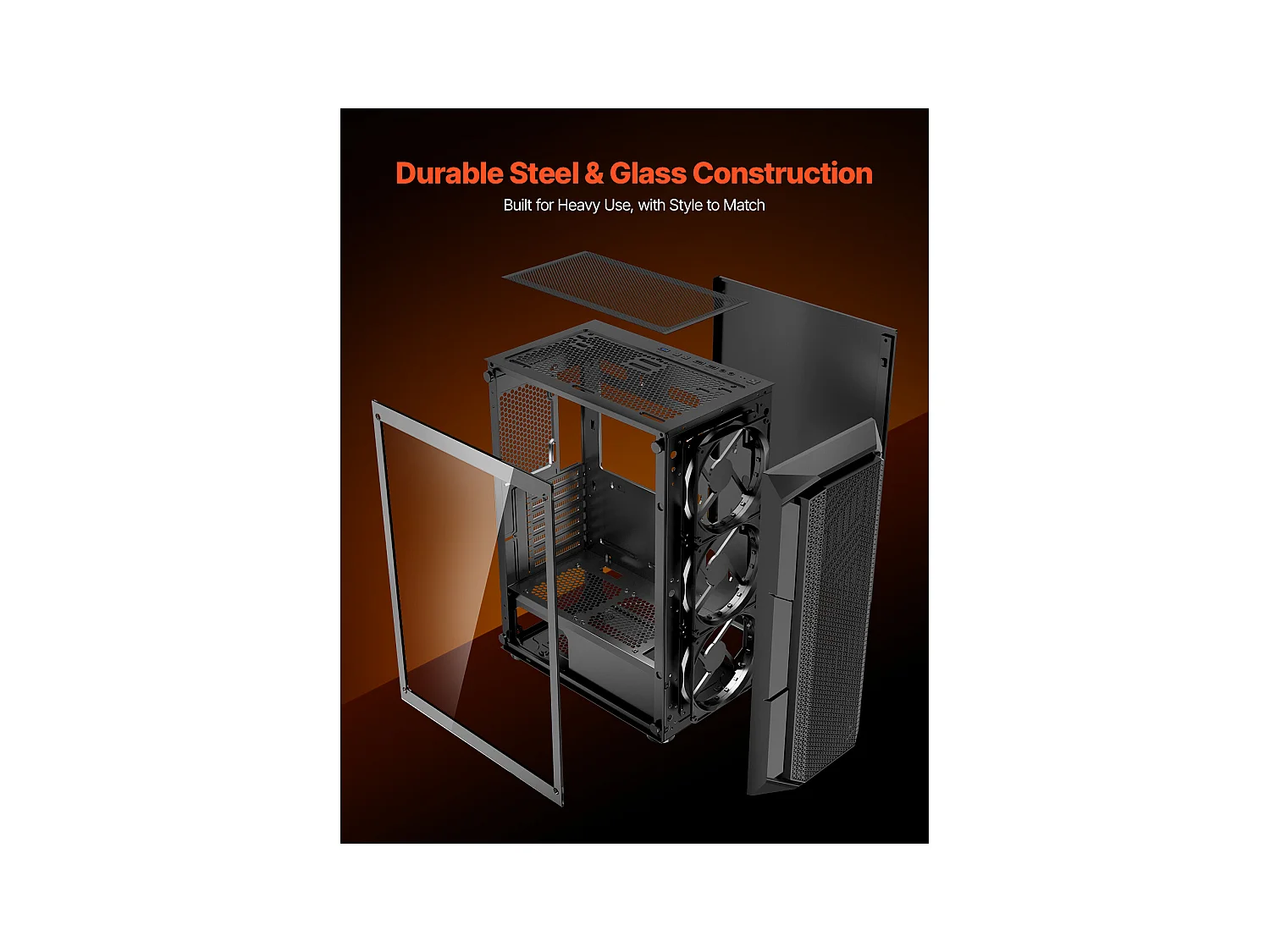 Boîtier PC Gaming SucceBuy, Panneau en Verre Trempé, Protection contre la Poussière, 4 Ventilateurs ARGB de 12cm, Compatible avec les GPU jusqu'à 32cm de Long