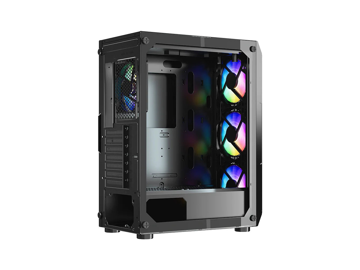 Boîtier PC Gaming SucceBuy, Panneau en Verre Trempé, Protection contre la Poussière, 4 Ventilateurs ARGB de 12cm, Compatible avec les GPU jusqu'à 32cm de Long