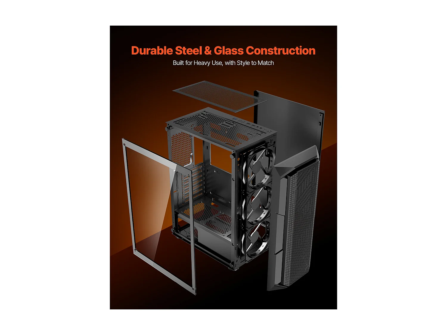 Boîtier PC Gaming SucceBuy, Panneau en Verre Trempé, Protection contre la Poussière, 4 Ventilateurs ARGB de 12cm, Compatible avec les GPU jusqu'à 32cm de Long